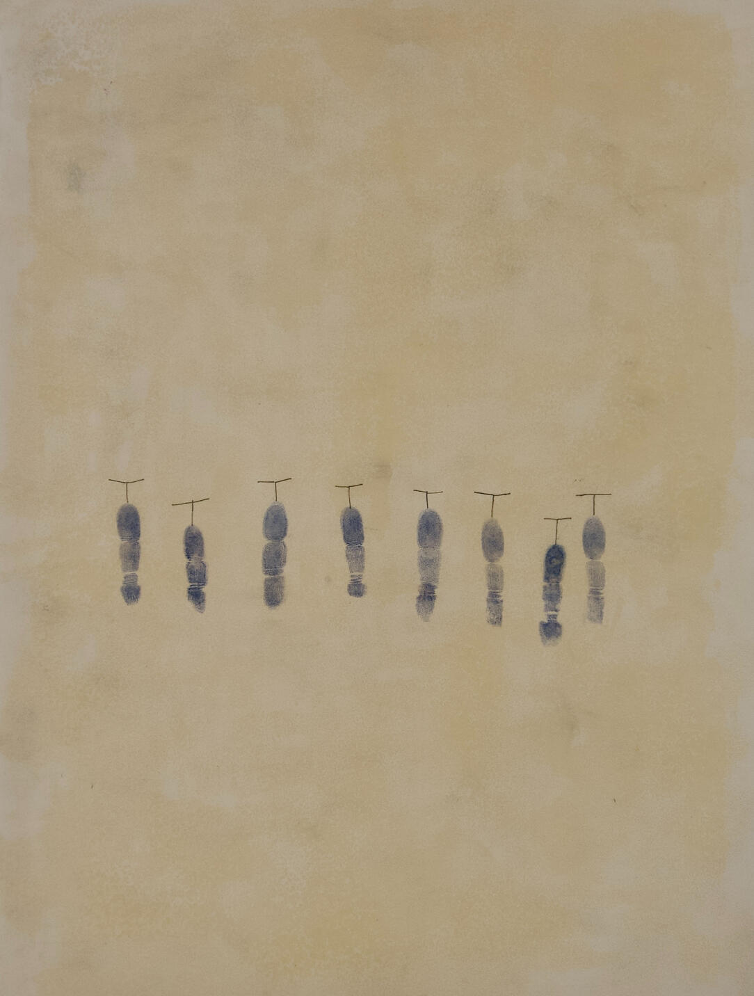 Eight Scapegoats. 24x36in, graphite and ink on paper. 2025.